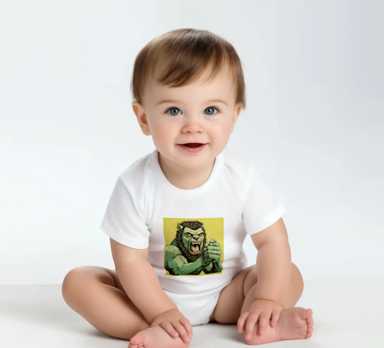 Wolverine verde 3 body neonato maniche corte da Minimal Animal Art