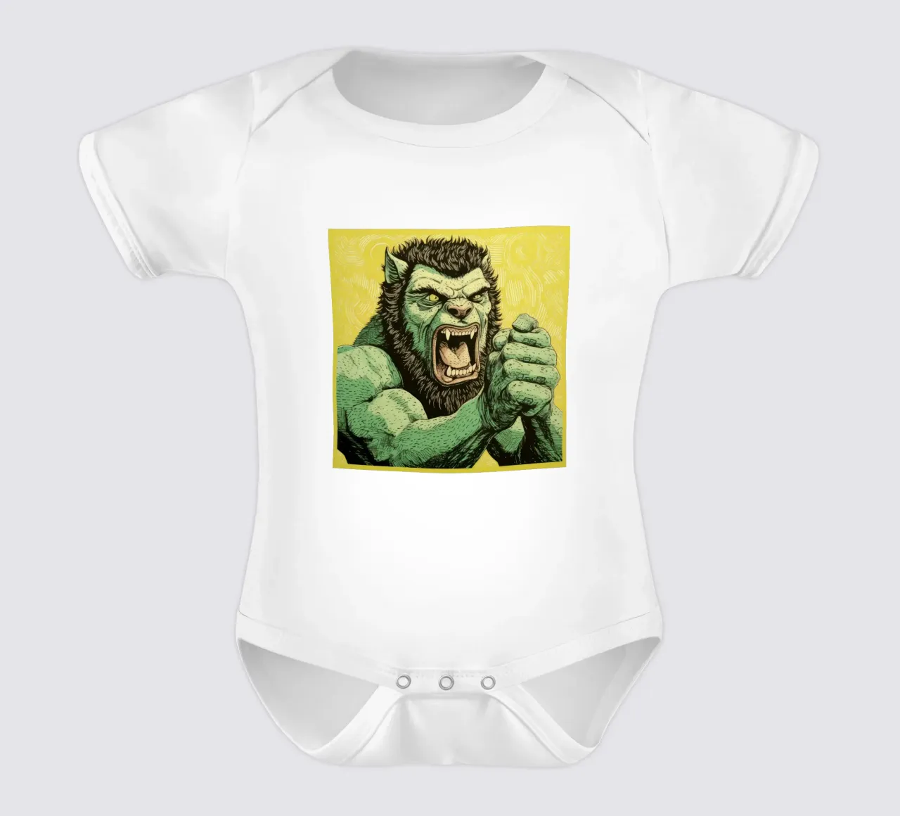 Wolverine verde 3 body neonato maniche corte da Minimal Animal Art