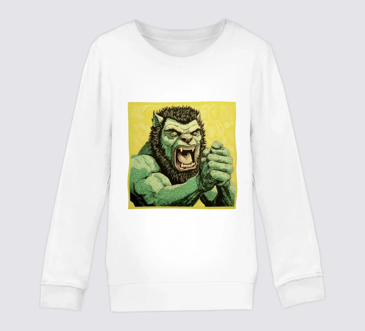 Wolverine verde 3 felpa bambino da Minimal Animal Art