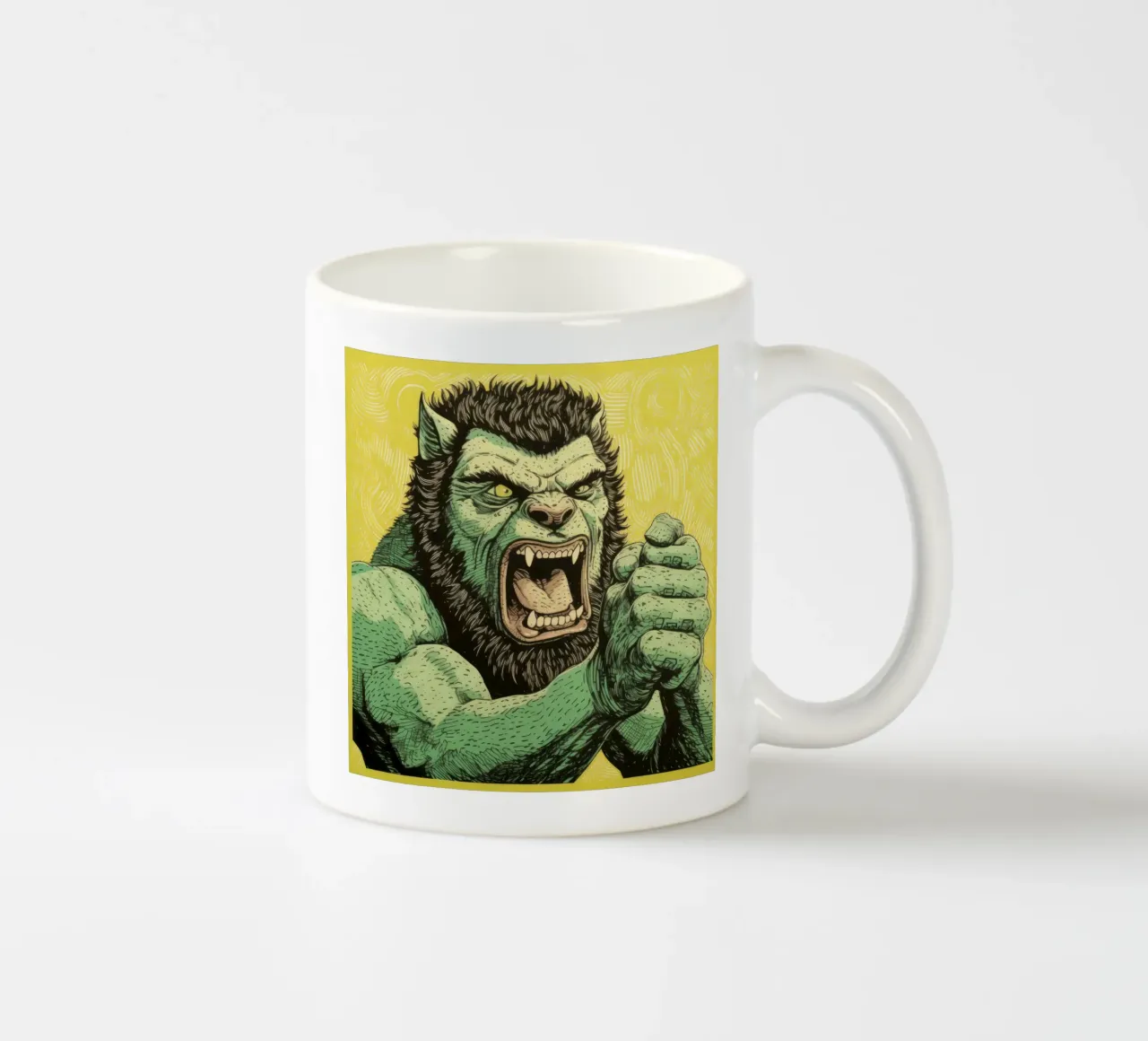 Wolverine verde 3 tazza in ceramica da Minimal Animal Art