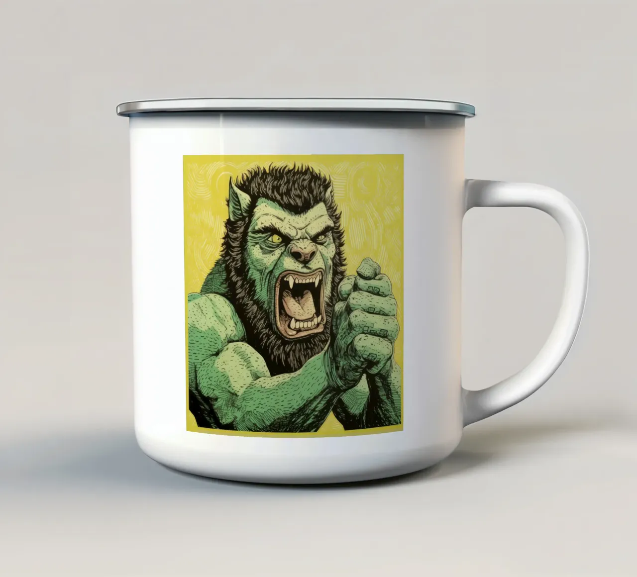 Wolverine verde 3 tazza in smalto da Minimal Animal Art