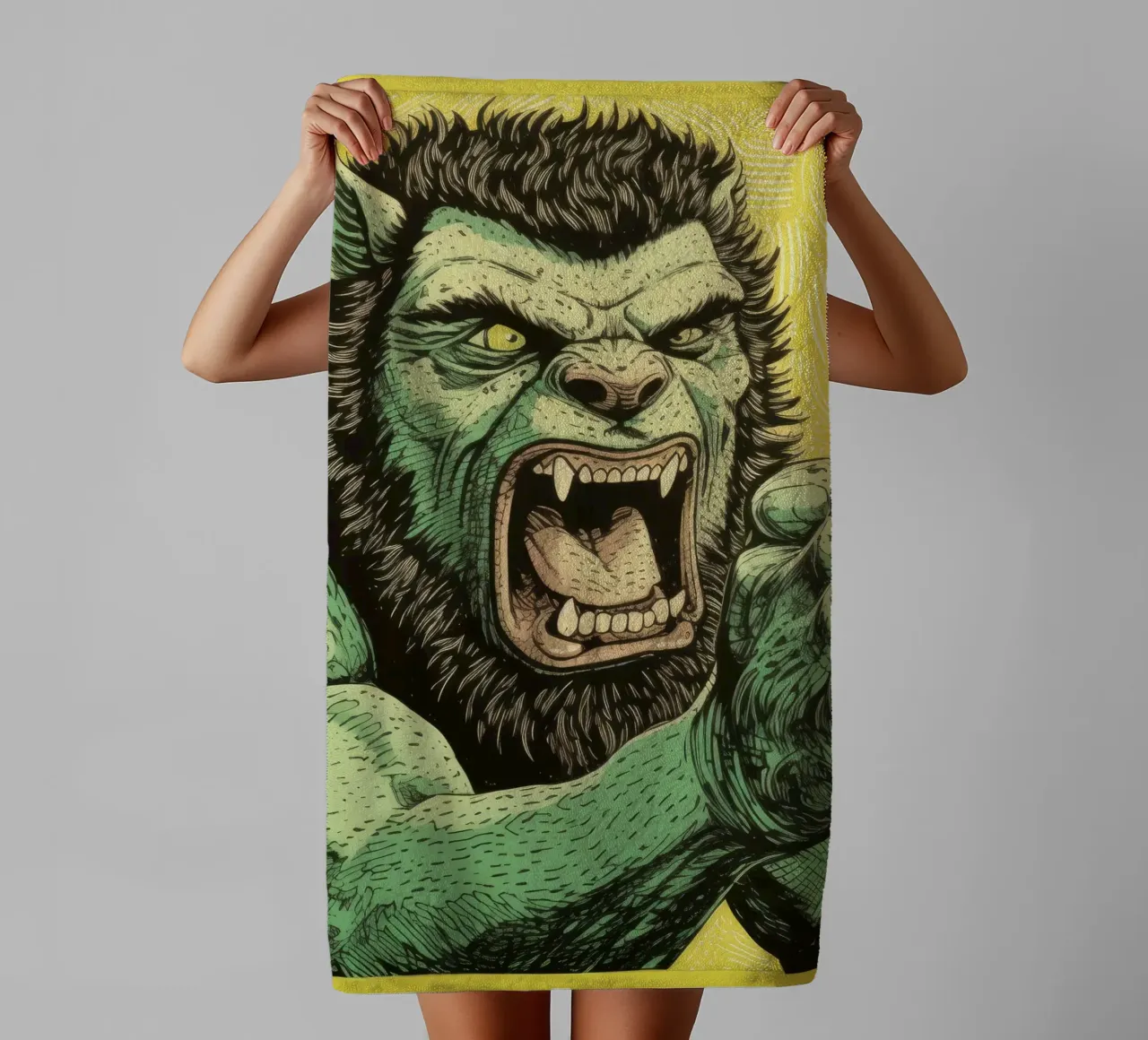 Wolverine verde 3 asciugamano da bagno da Minimal Animal Art