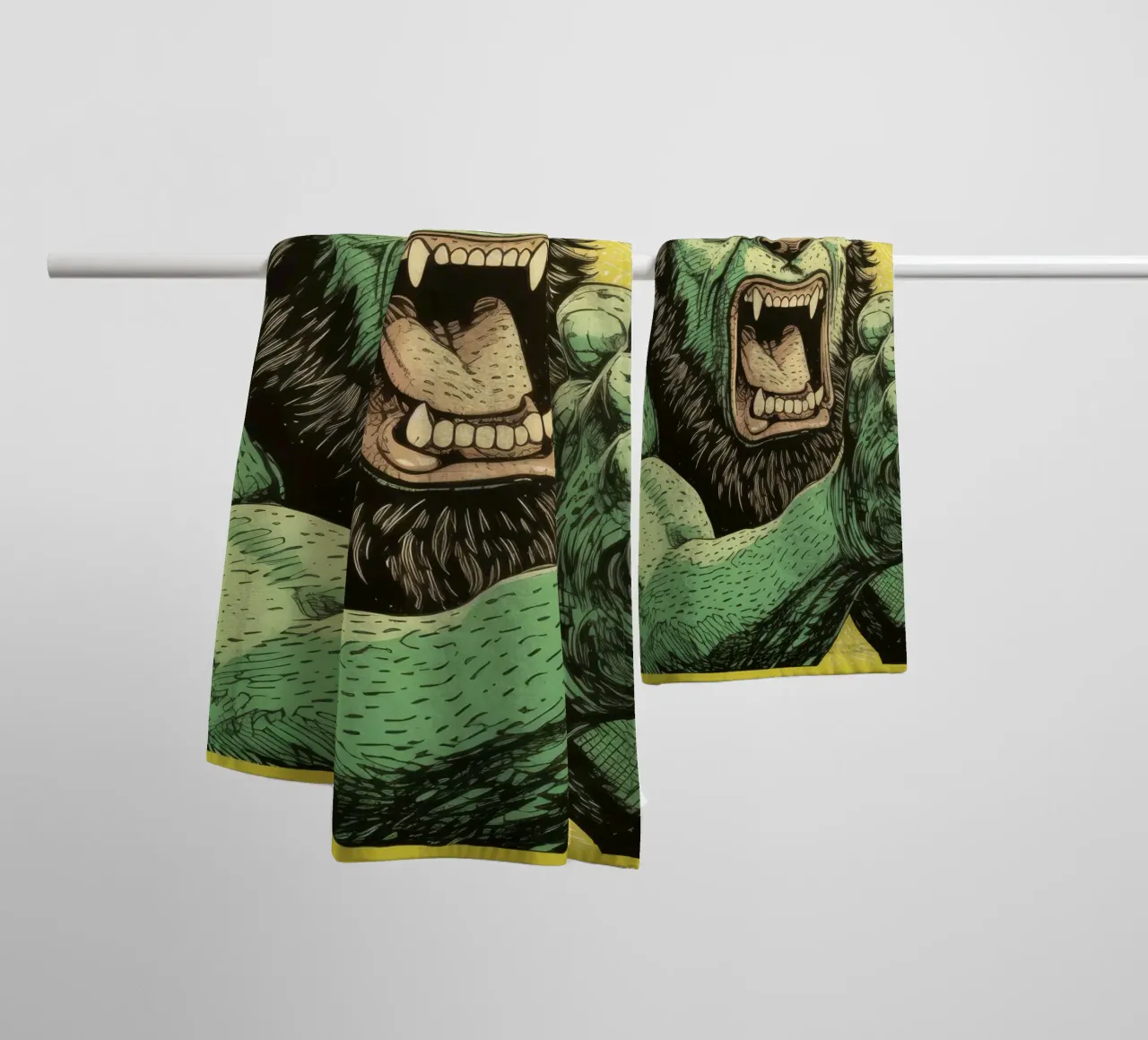 Wolverine verde 3 asciugamano da bagno da Minimal Animal Art