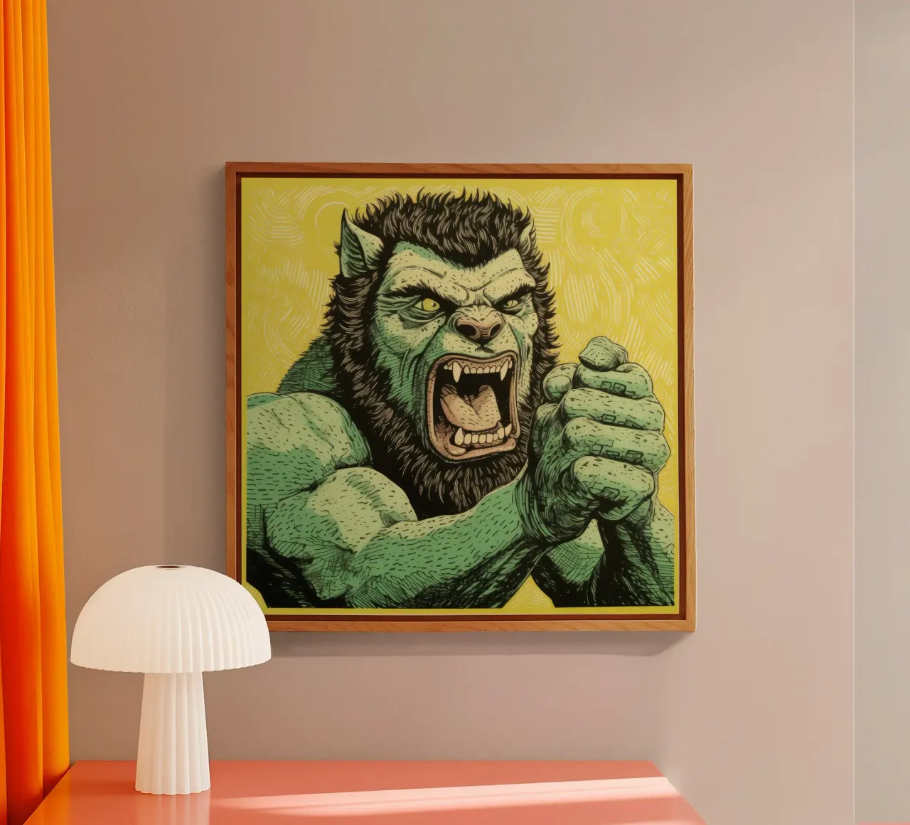 Green Wolverine acrylic glass by Minimal Animal Art