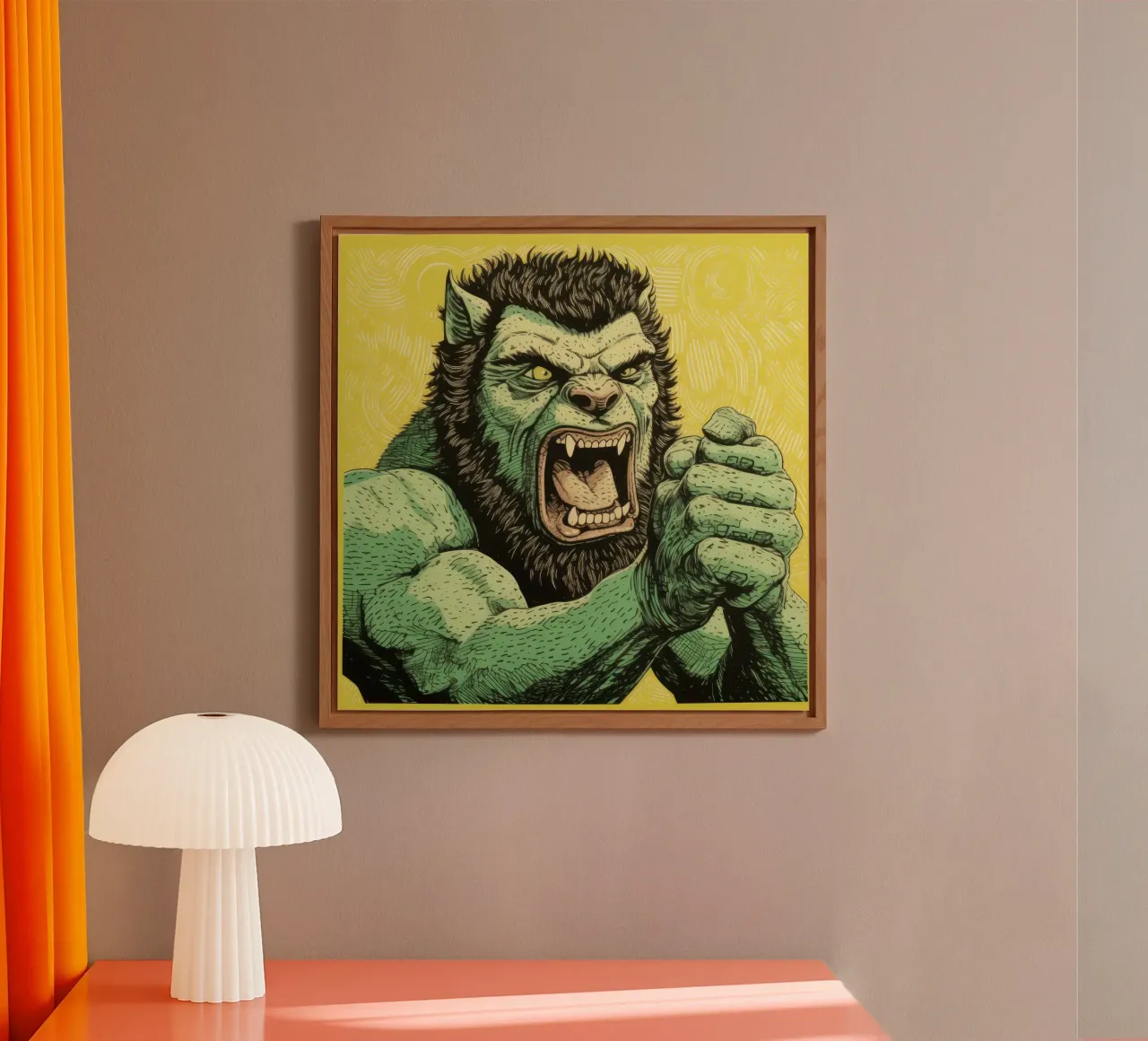 Wolverine verde 3 alluminio dibond da Minimal Animal Art