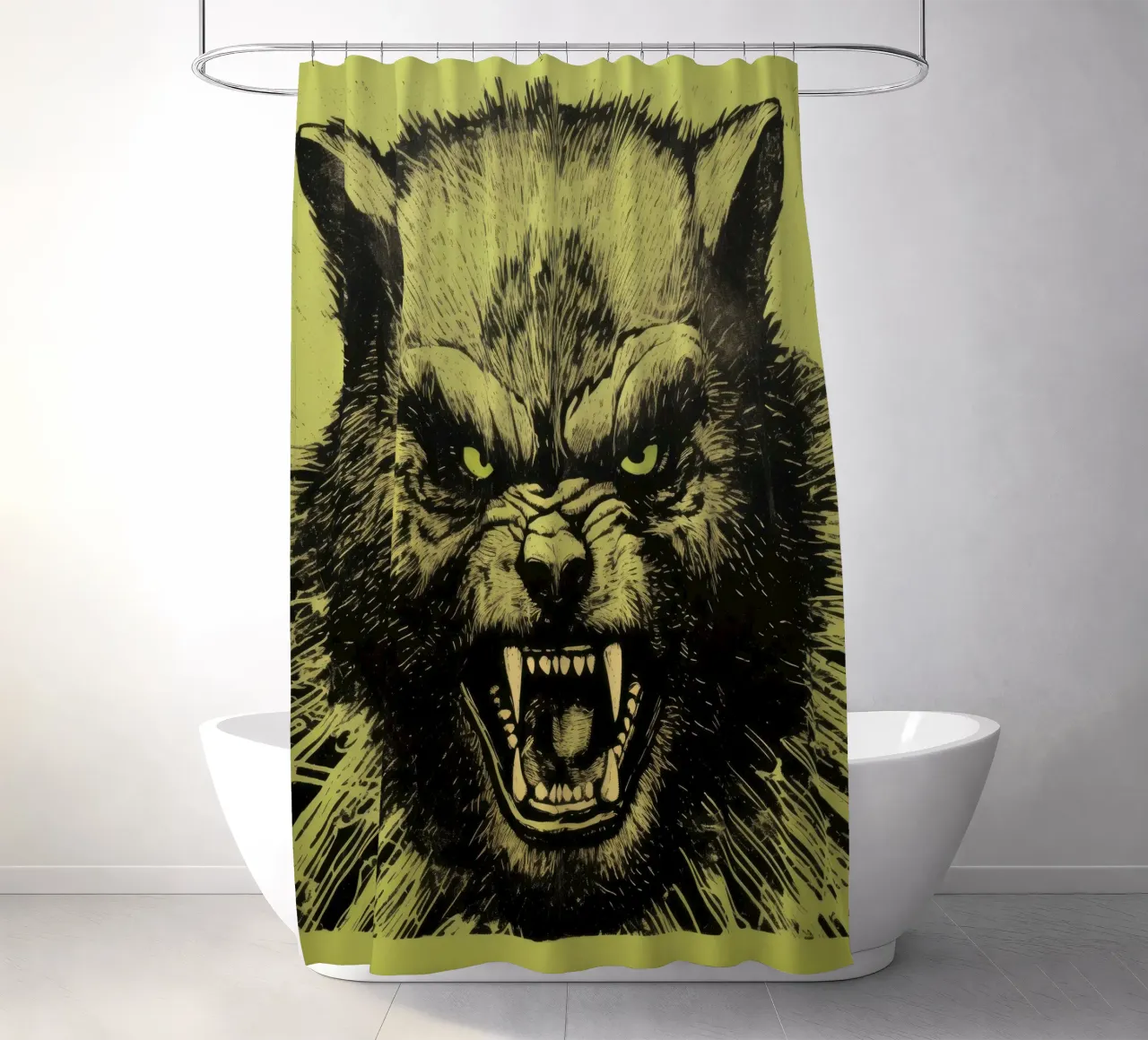 Wolverine verde 4 tenda da doccia da Minimal Animal Art
