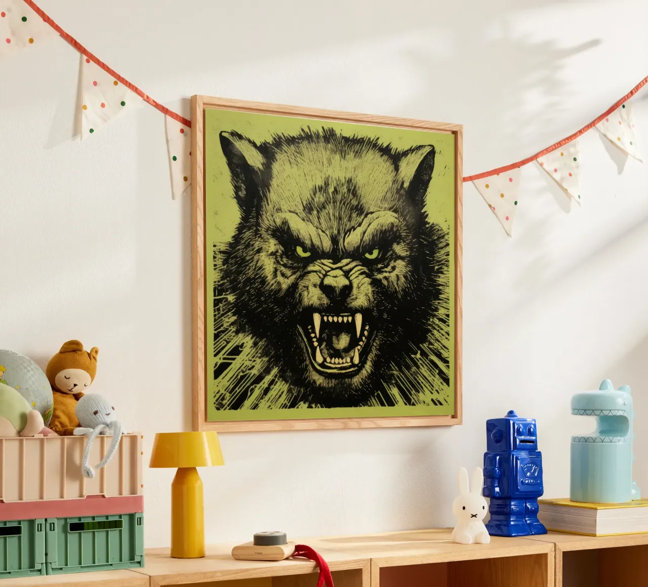 Grüner Vielfraß Acryl-Glas von Minimal Animal Art