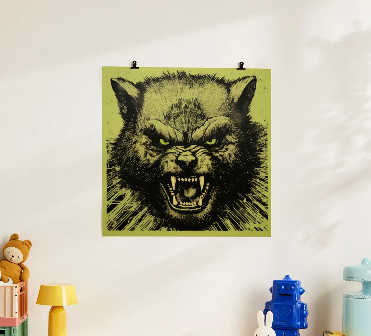 Wolverine verde poster da Minimal Animal Art