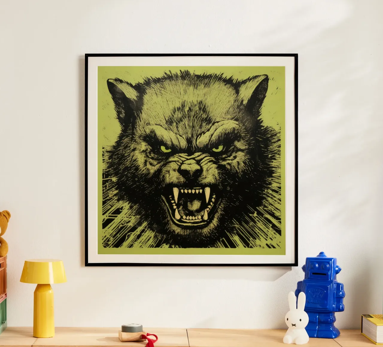 Wolverine verde poster da Minimal Animal Art
