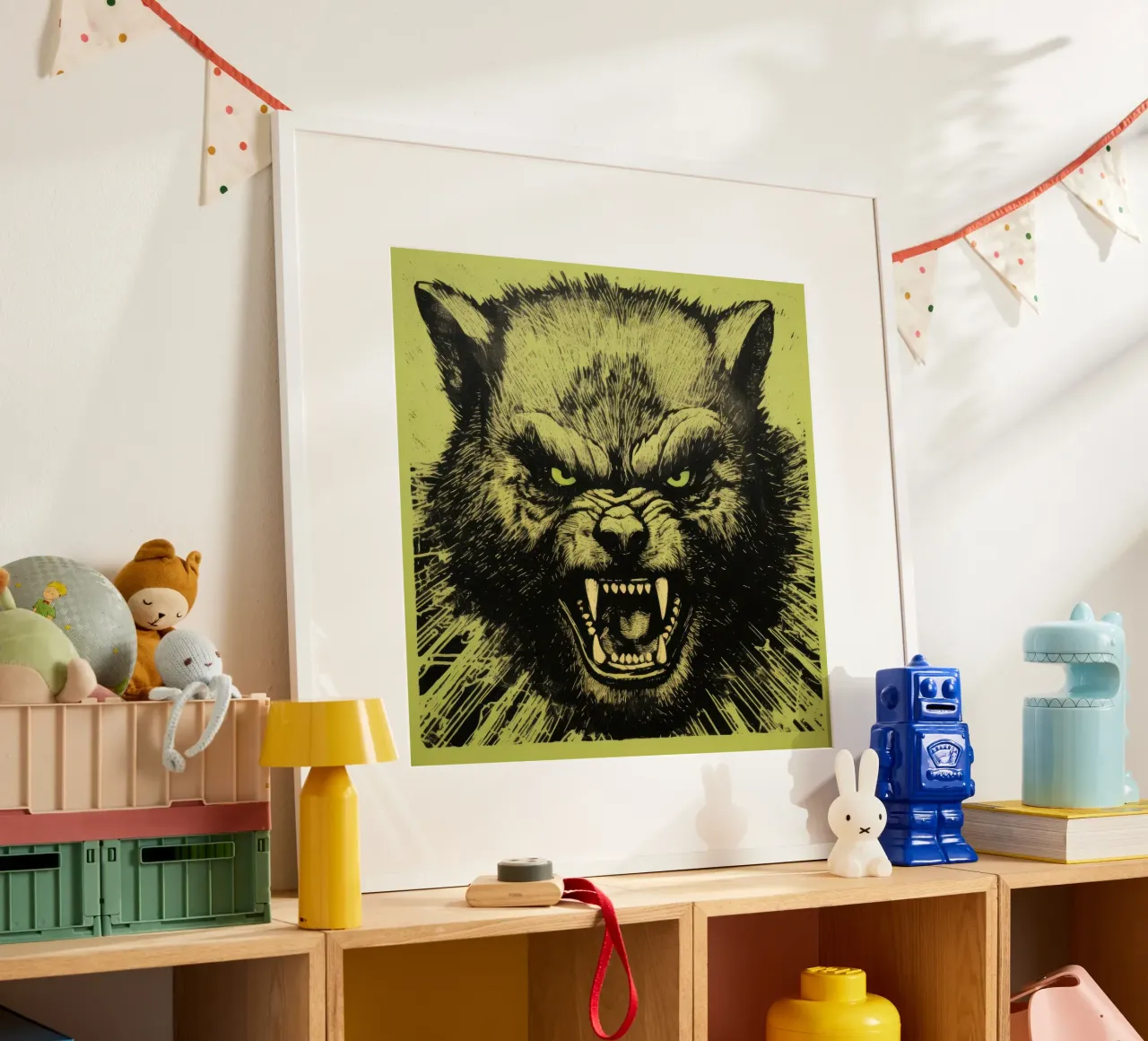 Wolverine verde poster da Minimal Animal Art