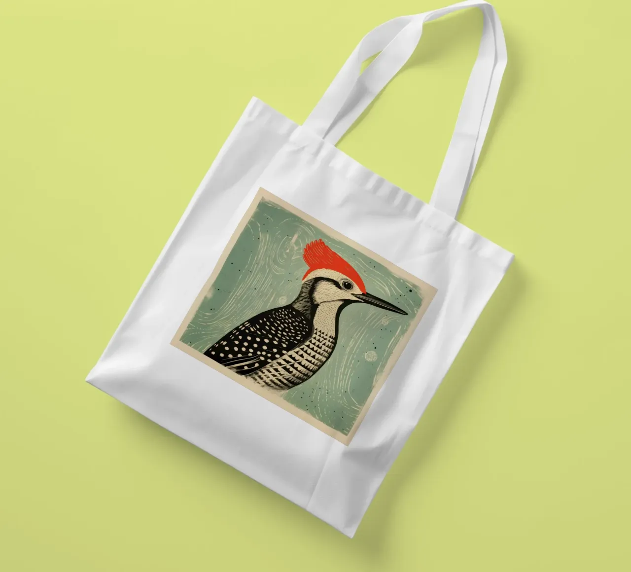 Green Woodpecker 2 tote bag by Minimal Animal Art