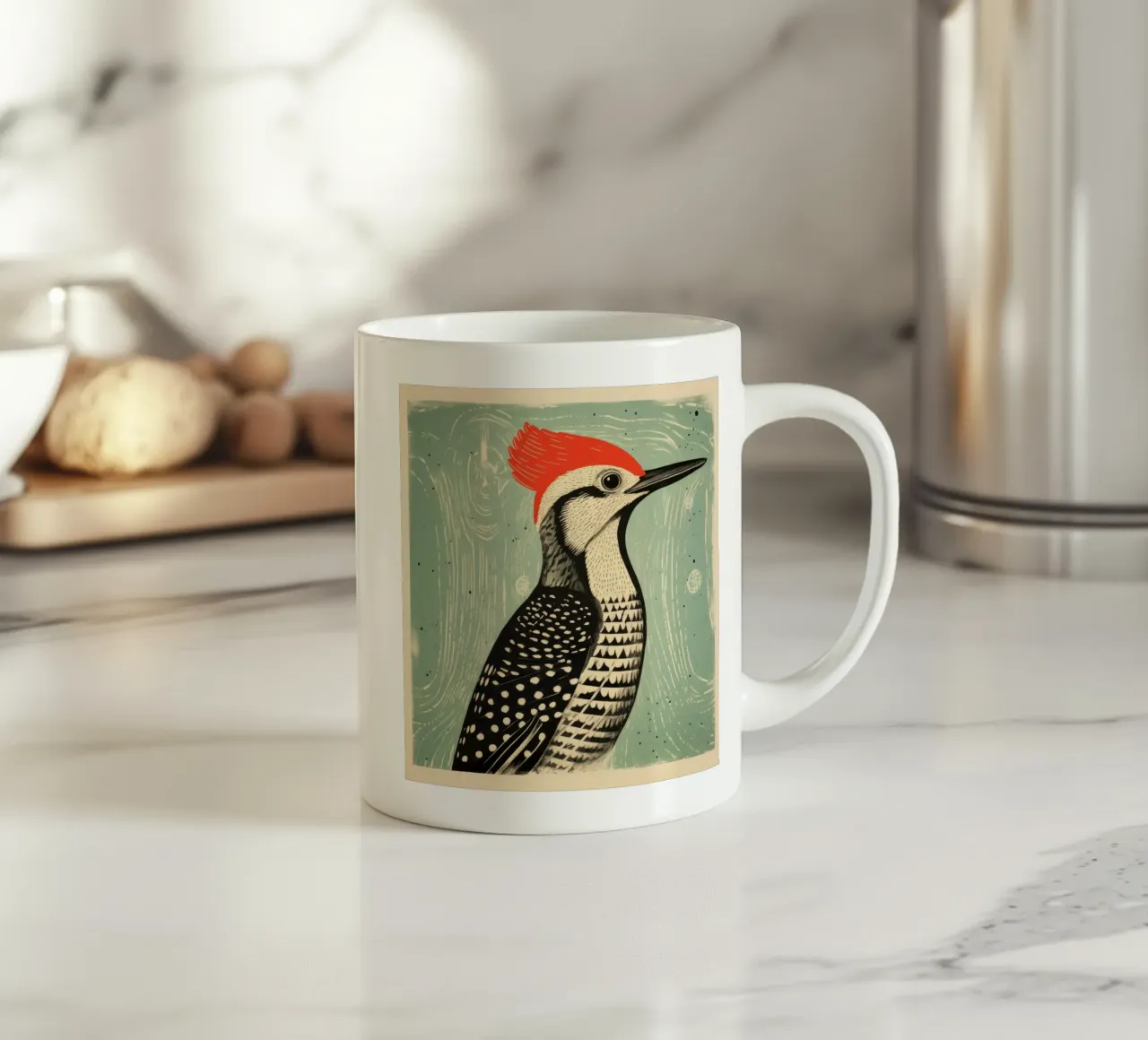 Picchio verde 2 tazza in ceramica da Minimal Animal Art