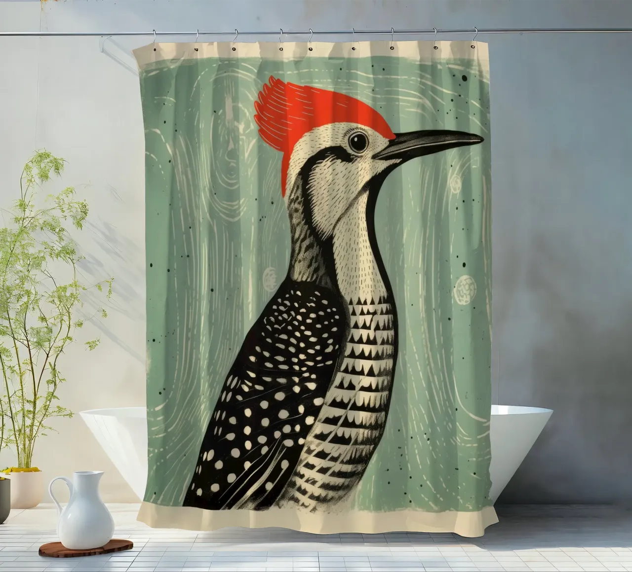 Pic vert 2 rideau de douche de Minimal Animal Art