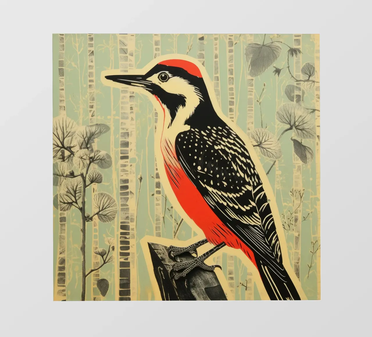 Picchio verde 3 telo in pvc da Minimal Animal Art