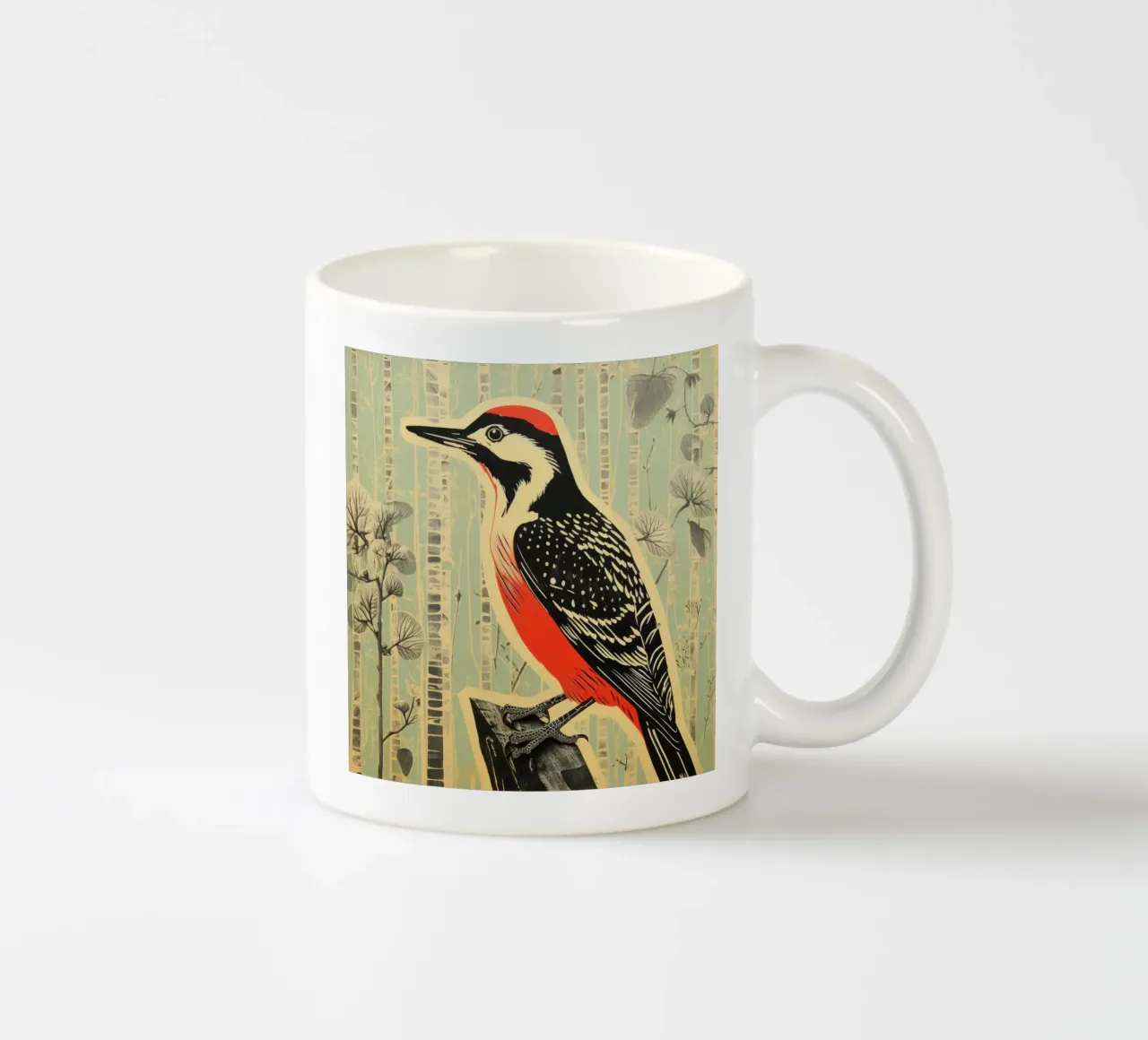 Picchio verde 3 tazza in ceramica da Minimal Animal Art