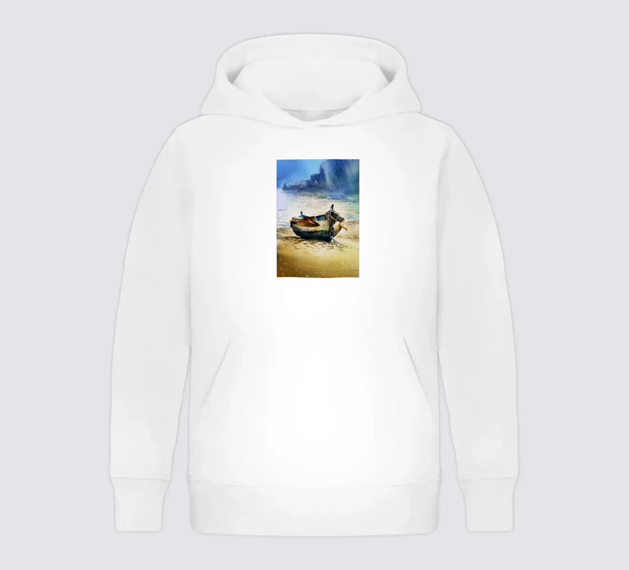 Boat Watercolor Art Design kids hoodie by kaiyaraiya