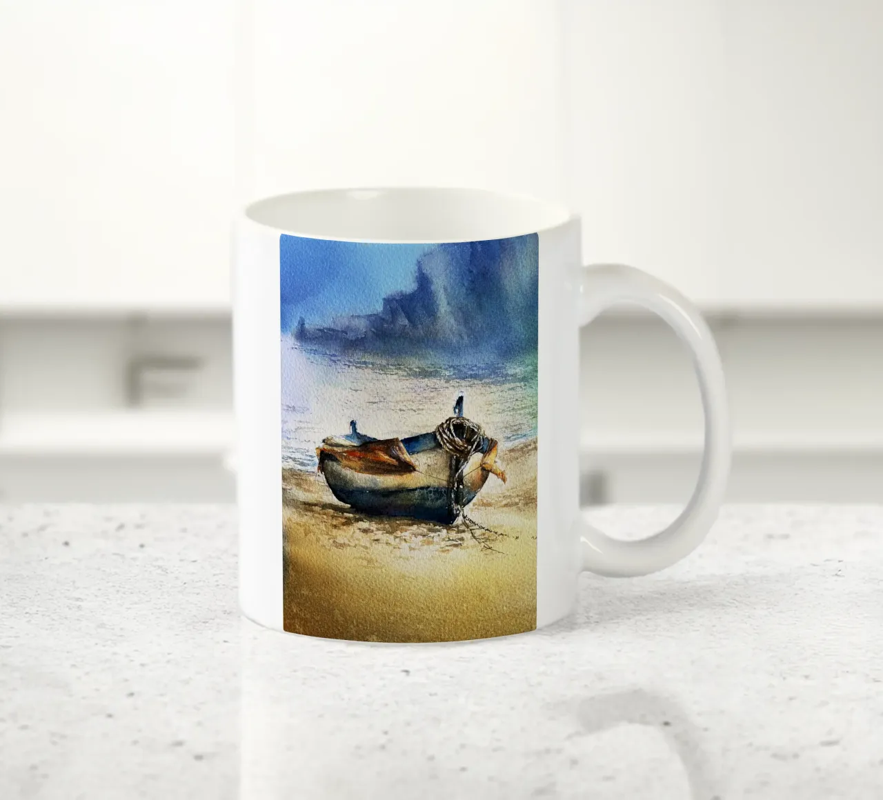 Boot aquarel kunst ontwerp keramische mok van kaiyaraiya