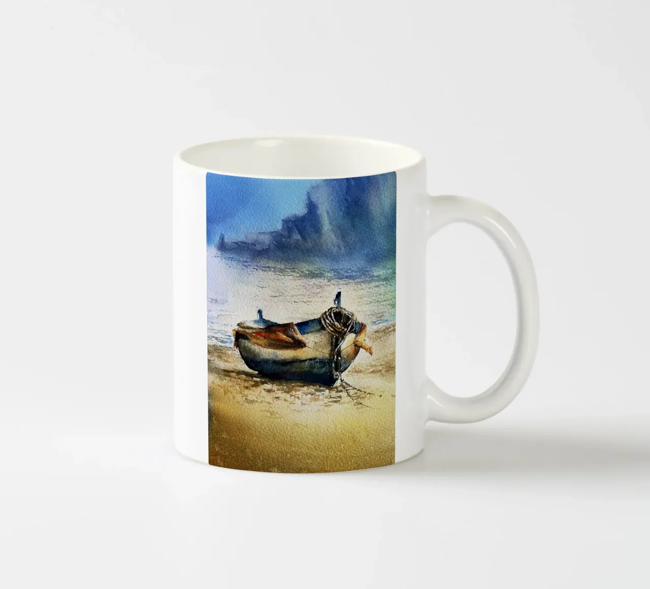 Boot aquarel kunst ontwerp keramische mok van kaiyaraiya