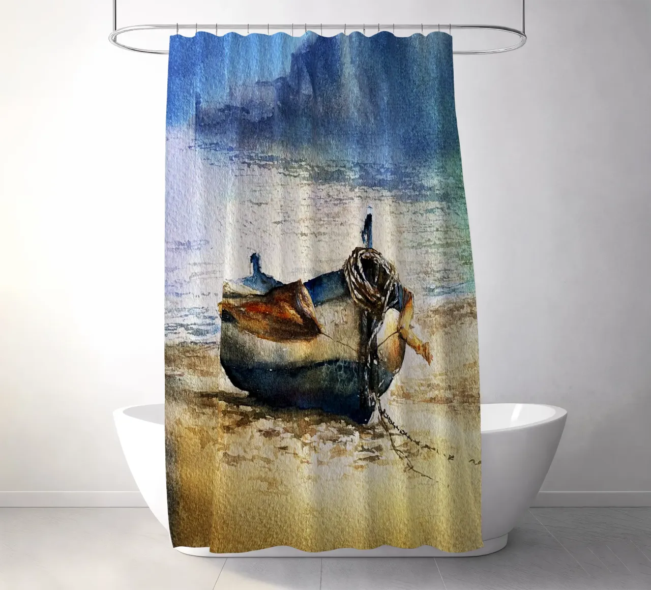 Boot Aquarell Kunst Design Duschvorhang von kaiyaraiya