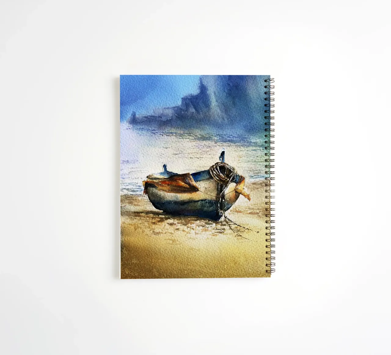 Boat Watercolor Art Design spiral notebook by kaiyaraiya