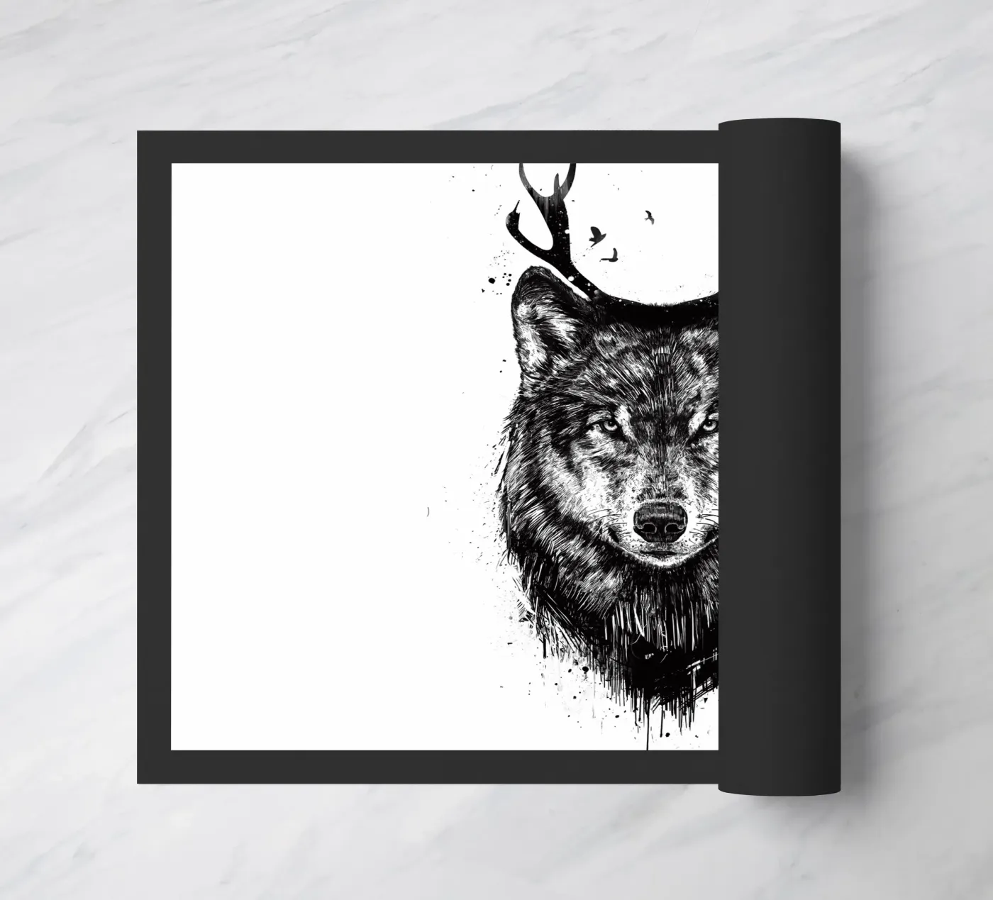 Deer Wolf doormat by Balazs Solti