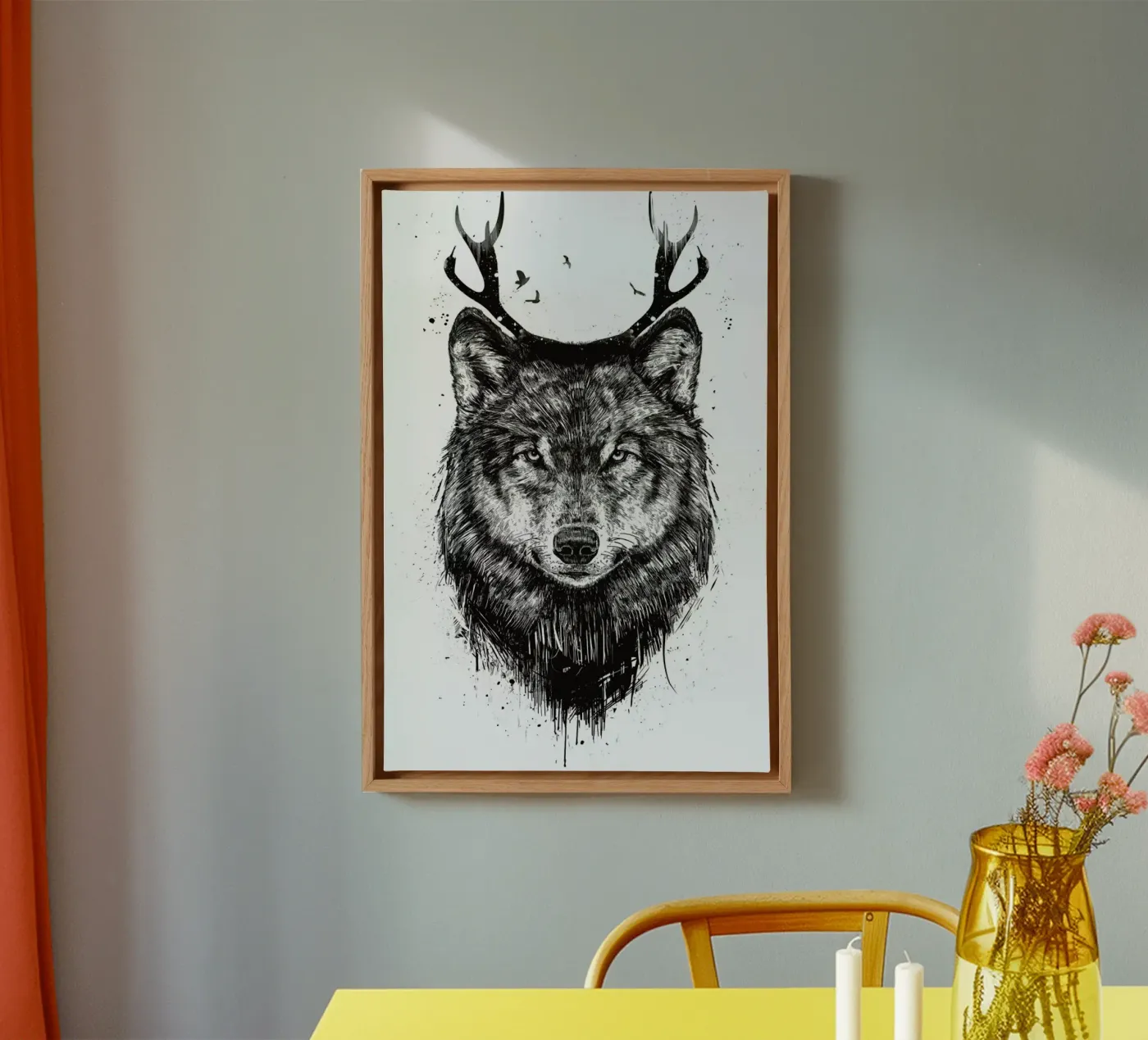 Deer Wolf canvas van Balazs Solti