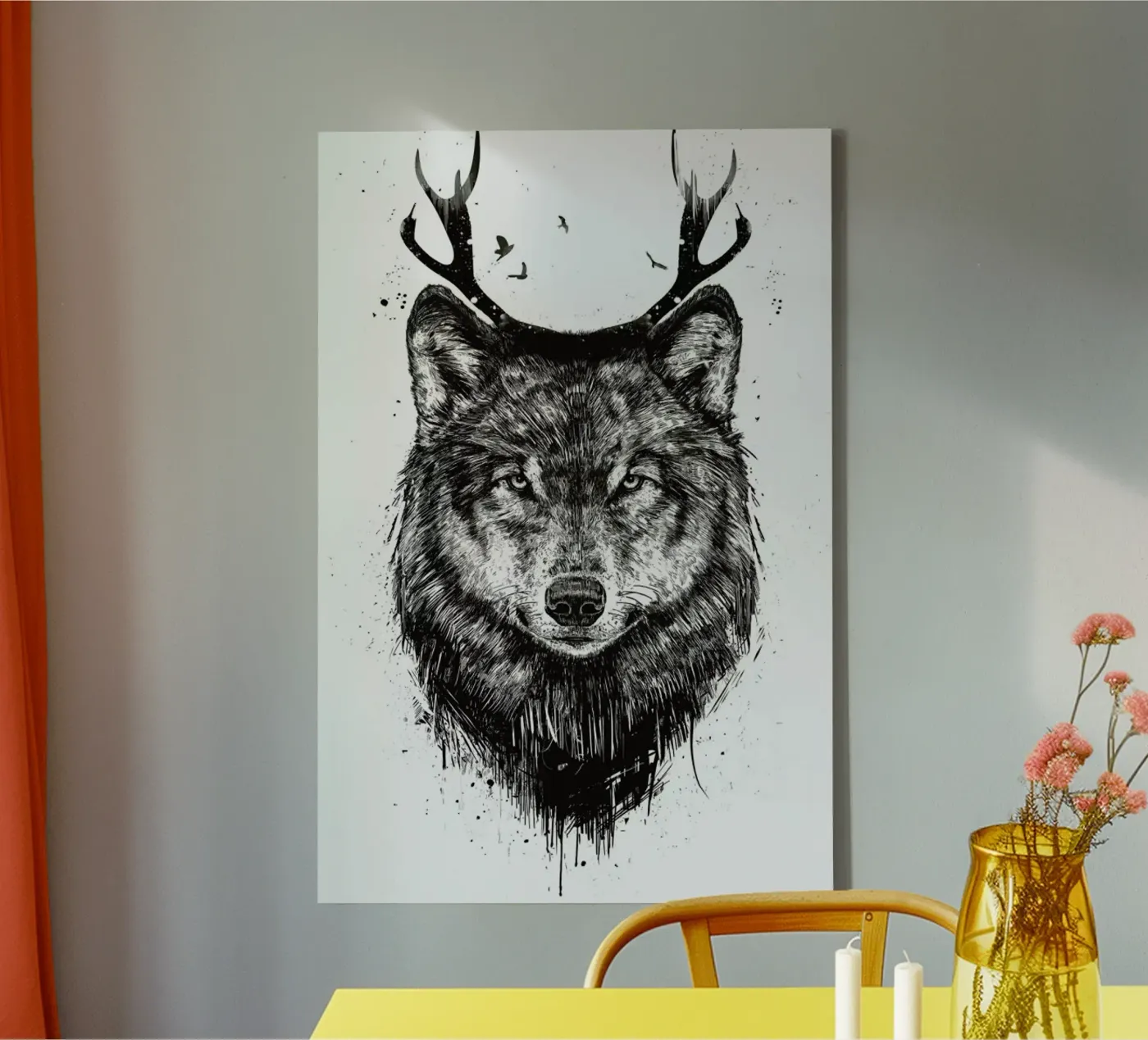 Deer Wolf canvas van Balazs Solti