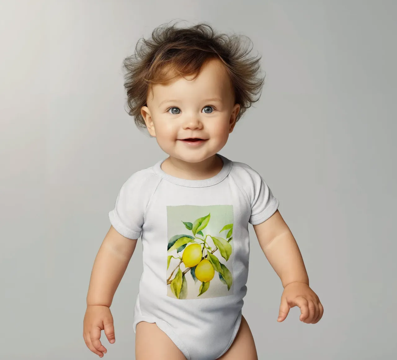 Zitrone Aquarell Kunst Kurzarm Babybody von kaiyaraiya