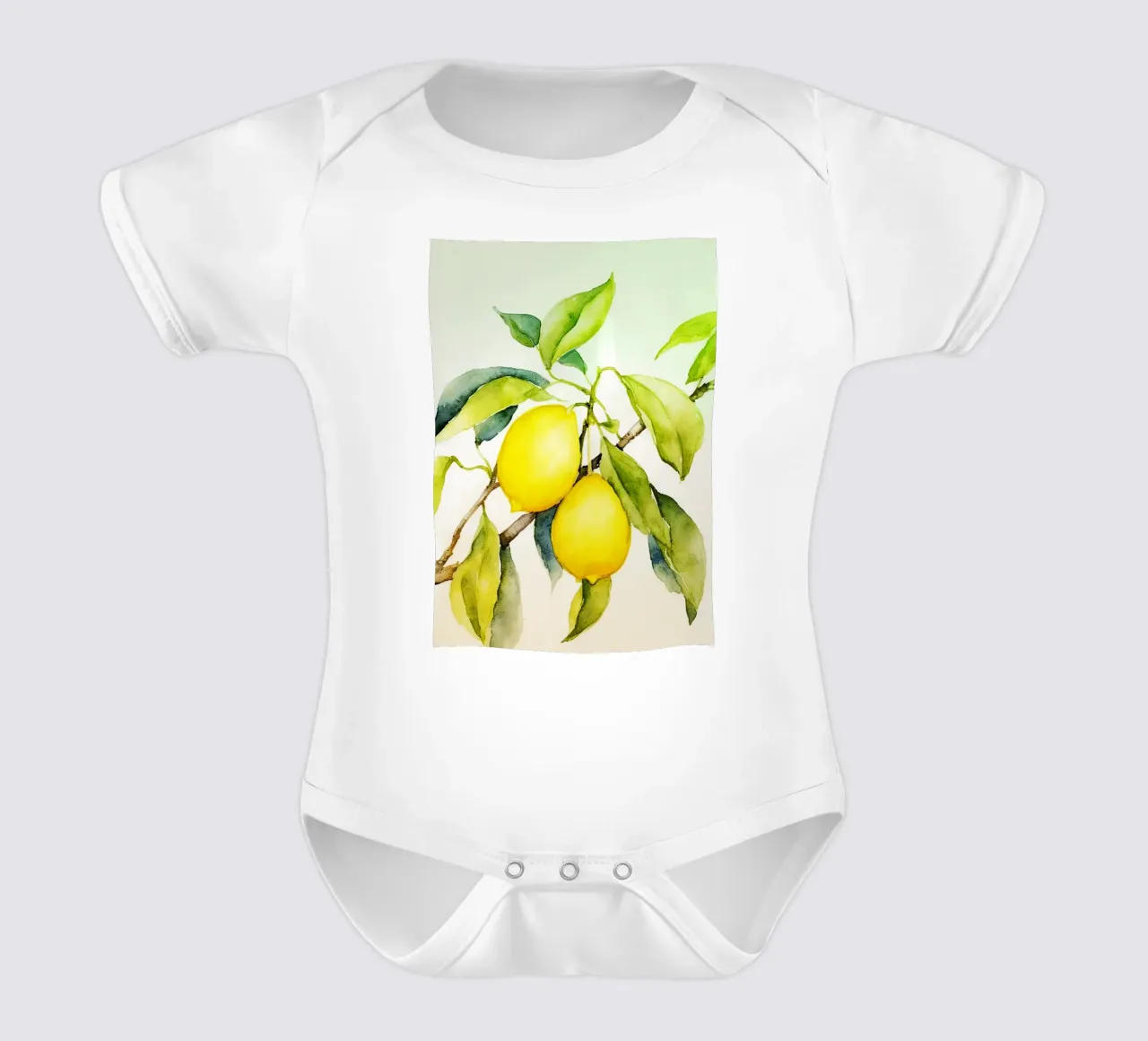 Zitrone Aquarell Kunst Kurzarm Babybody von kaiyaraiya