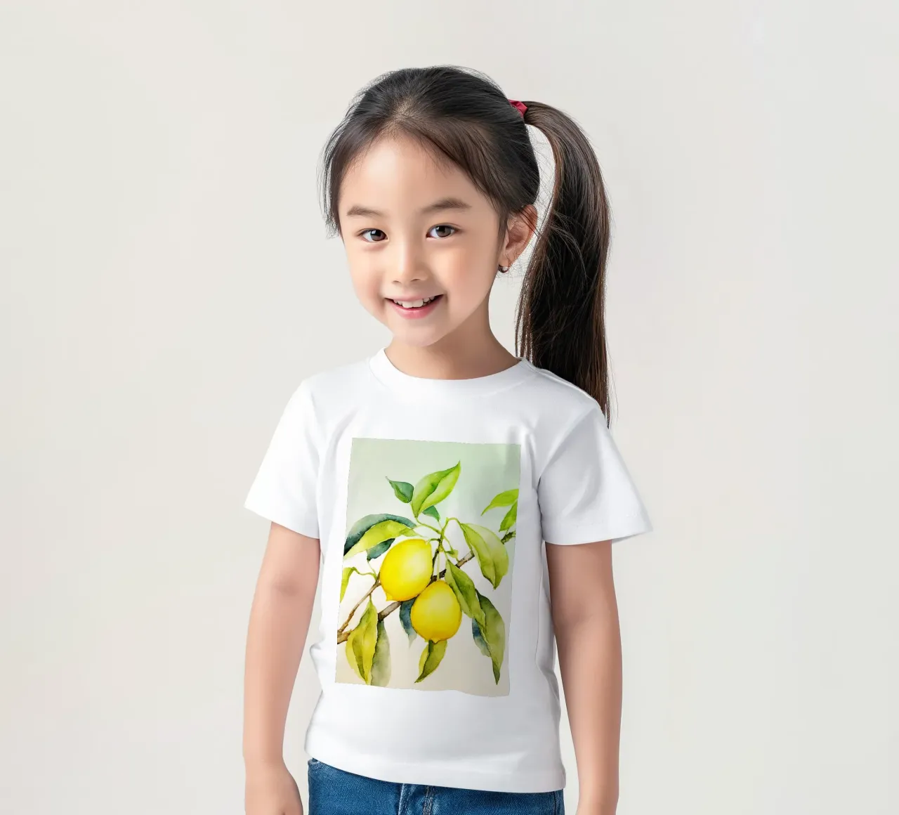 Lemon Watercolor Art kids t-shirt by kaiyaraiya