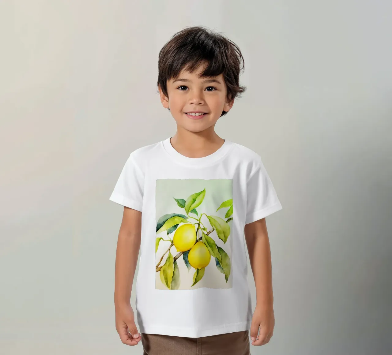 Lemon Watercolor Art kids t-shirt by kaiyaraiya