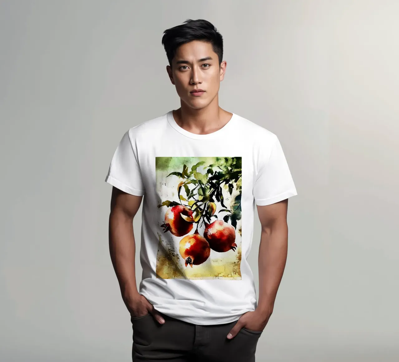 Acquerello sul frutto del melograno t-shirt da kaiyaraiya