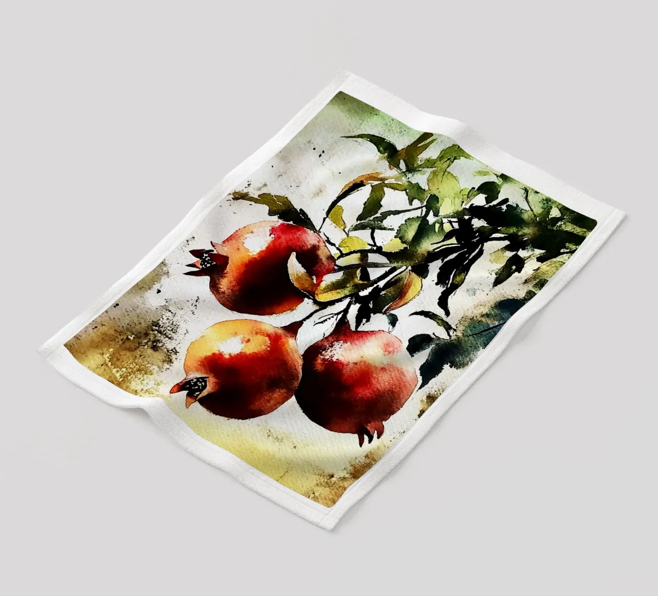 Pomegranate Fruit Watercolor fleece blanket by kaiyaraiya