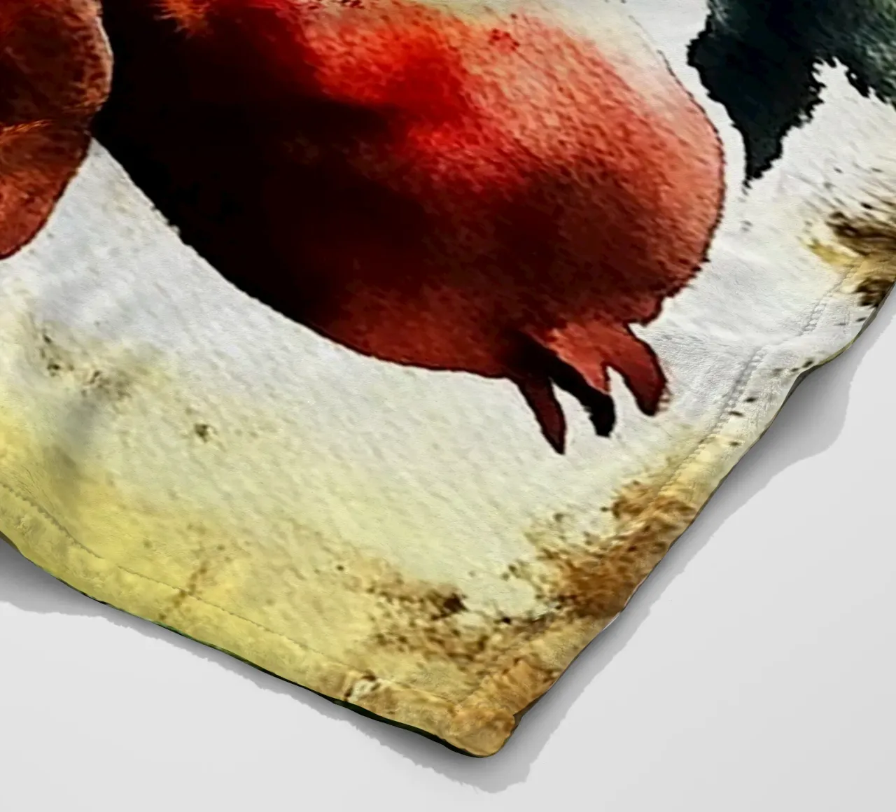 Pomegranate Fruit Watercolor fleece blanket by kaiyaraiya