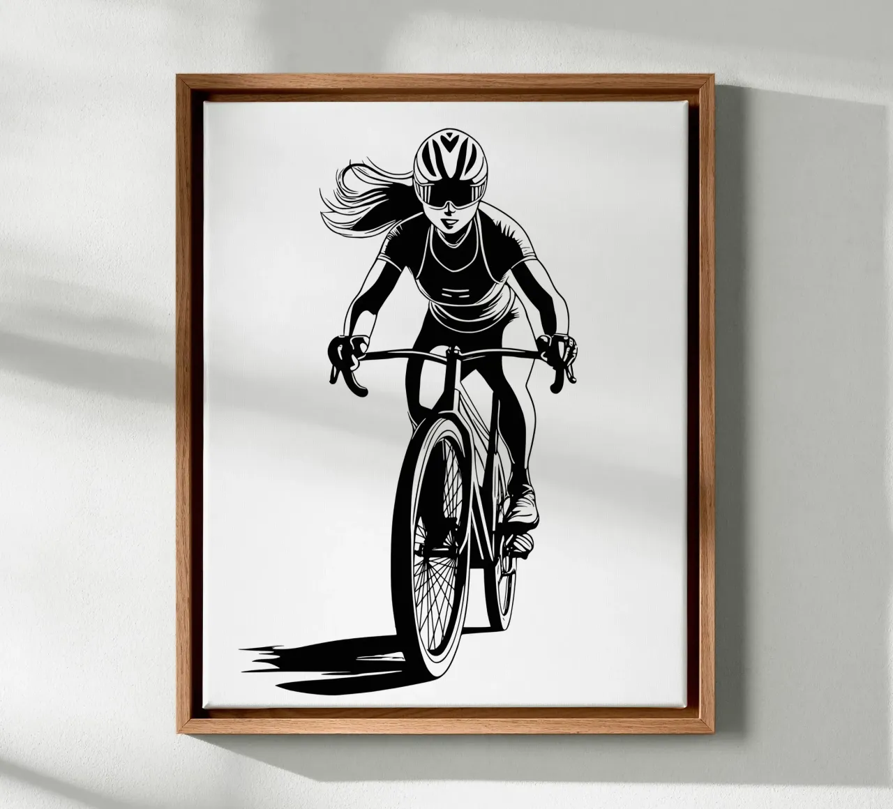 Adrenalin on two wheels - Dynamic cycling illustration canvas with Floater frame by Radkunstwerk