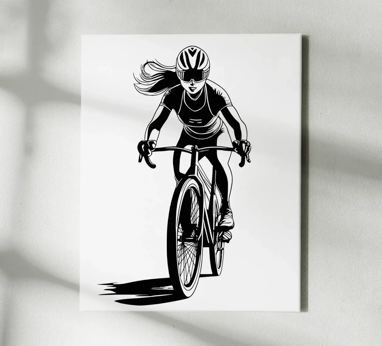 Adrenalin on two wheels - Dynamic cycling illustration canvas with Floater frame by Radkunstwerk