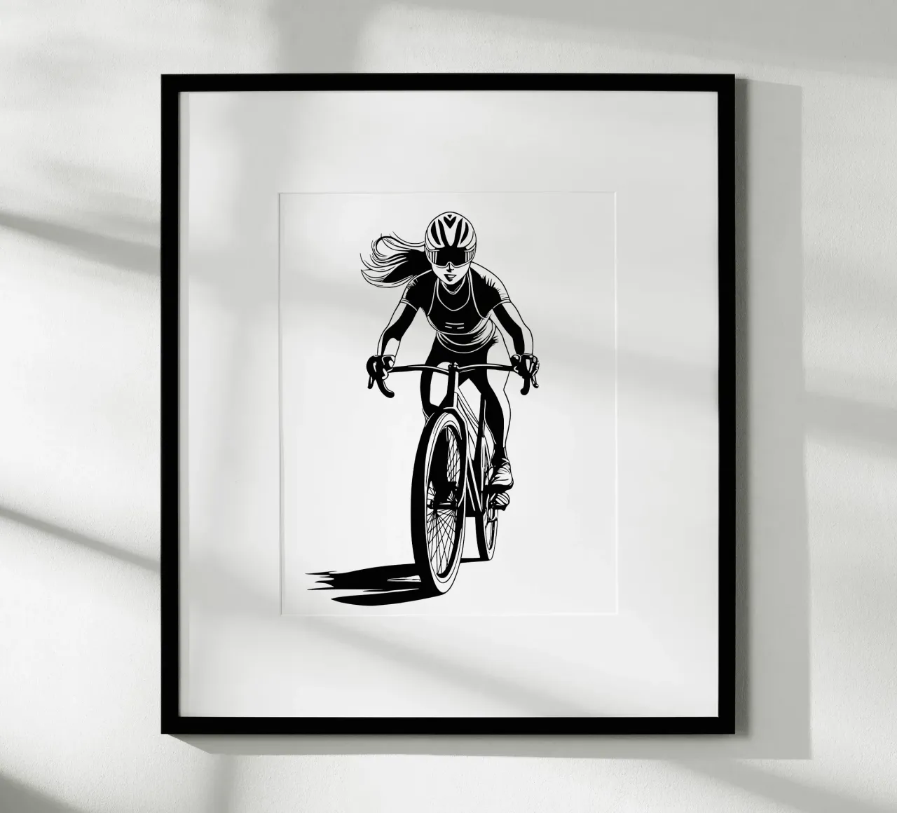 Adrenalin auf zwei Rädern – Dynamische Radsport Illustration Poster mit Holzrahmen von Radkunstwerk