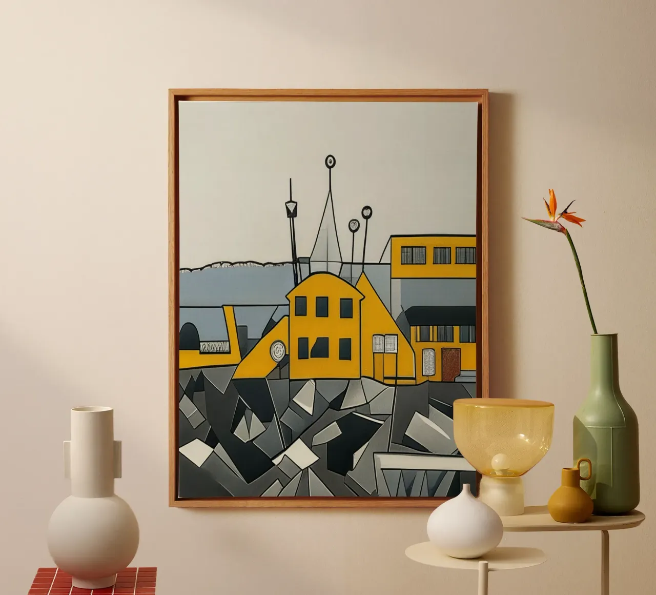 Speeltuin met klein kasteel canvas met Baklijst van Abstract Art by LK