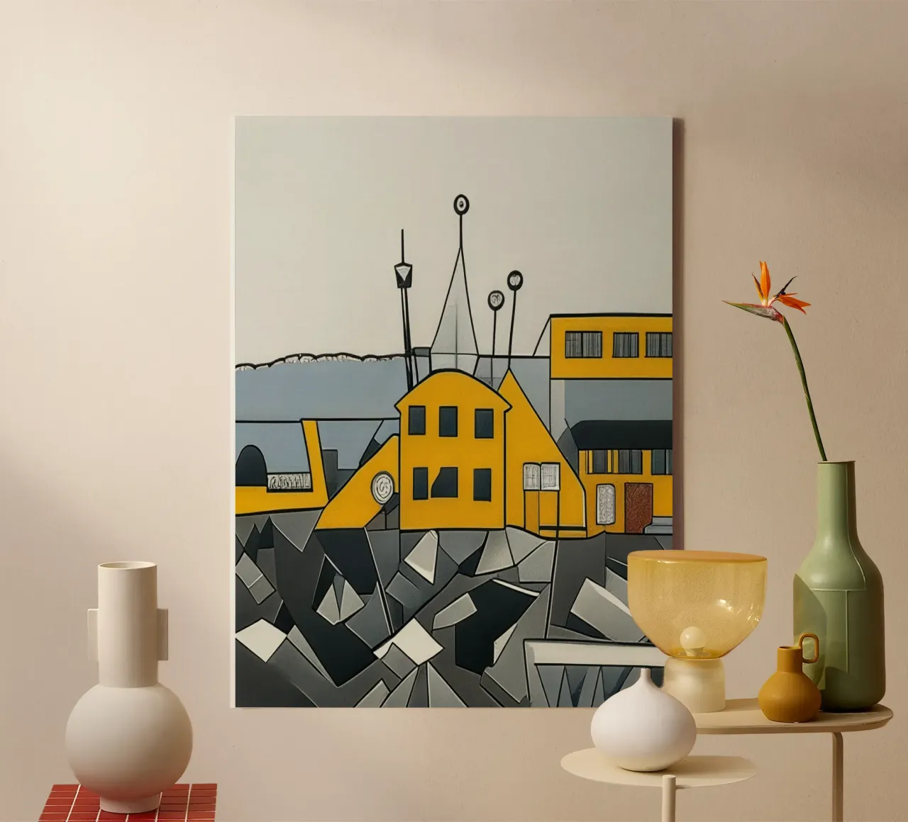 Speeltuin met klein kasteel canvas met Baklijst van Abstract Art by LK