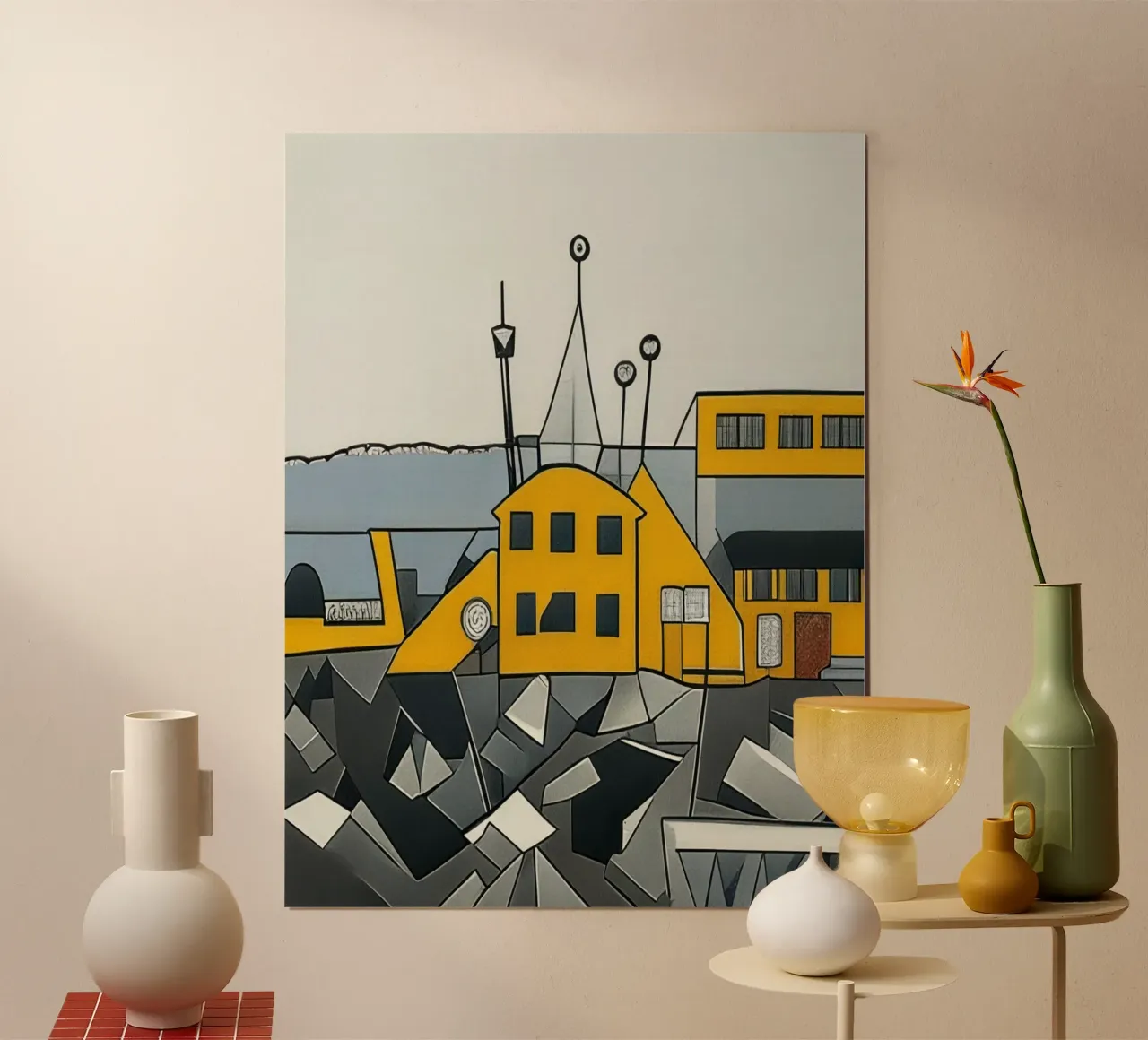 Parco giochi con piccolo castello poster con telaio in plastica da Abstract Art by LK