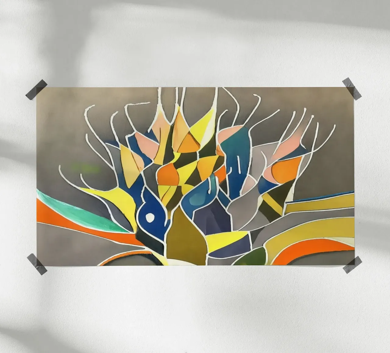 Girasole_1 poster con telaio in legno da Abstract Art by LK