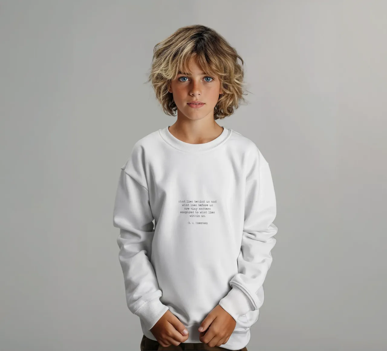 Le piccole cose contano in confronto a quello che c'è dentro di noi - Citazione di Emerson felpa bambino da Summer Soul Co. - Quotes