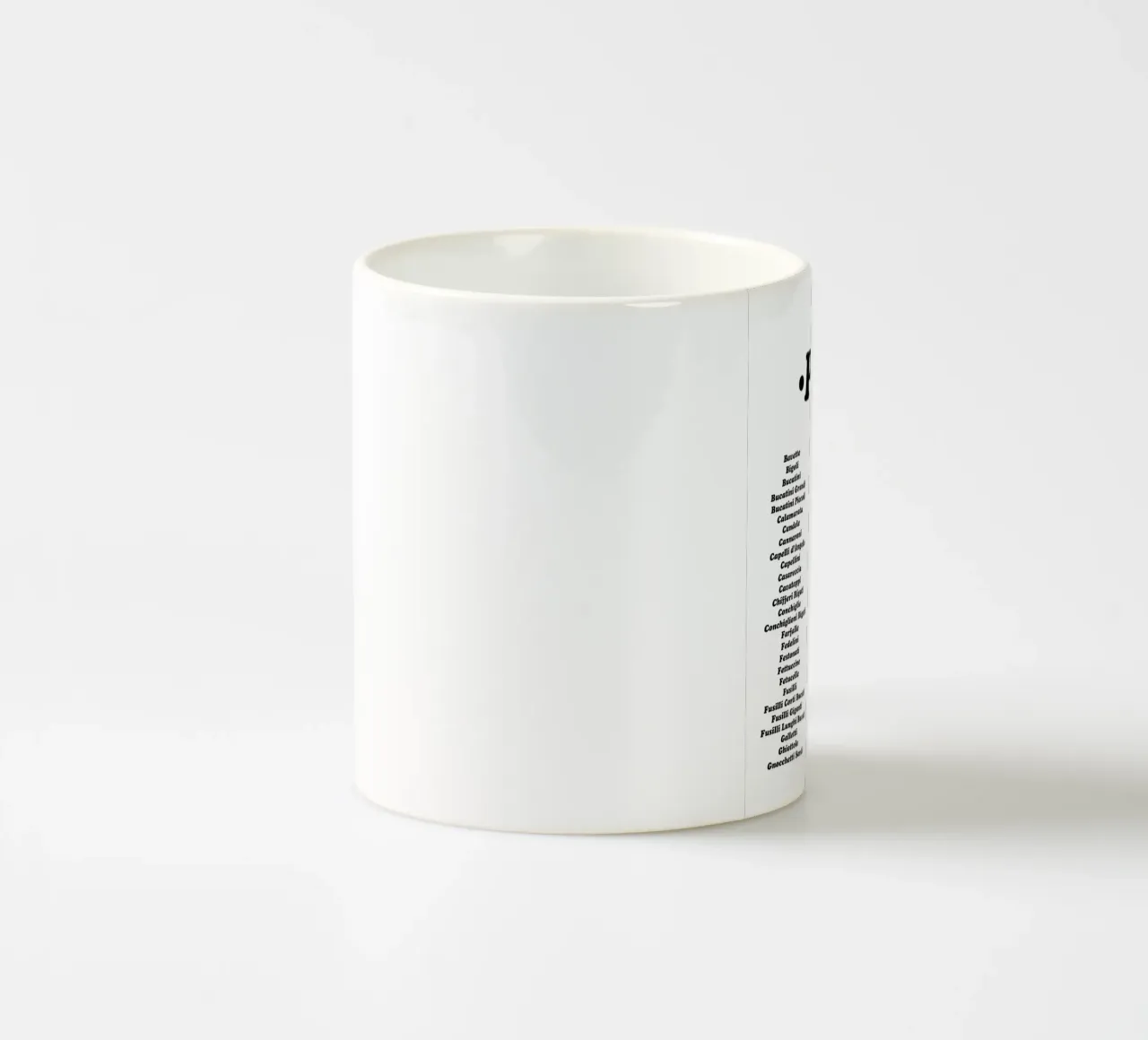 Tipi di pasta - Tipografia - Stampa nera tazza in ceramica da Peaches Art Prints