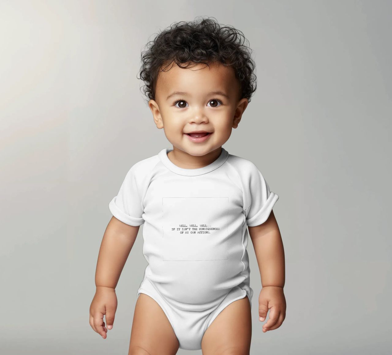 Well, if it isn't the consequences of my own actions! Quote short-sleeve baby romper by Summer Soul Co. - Quotes