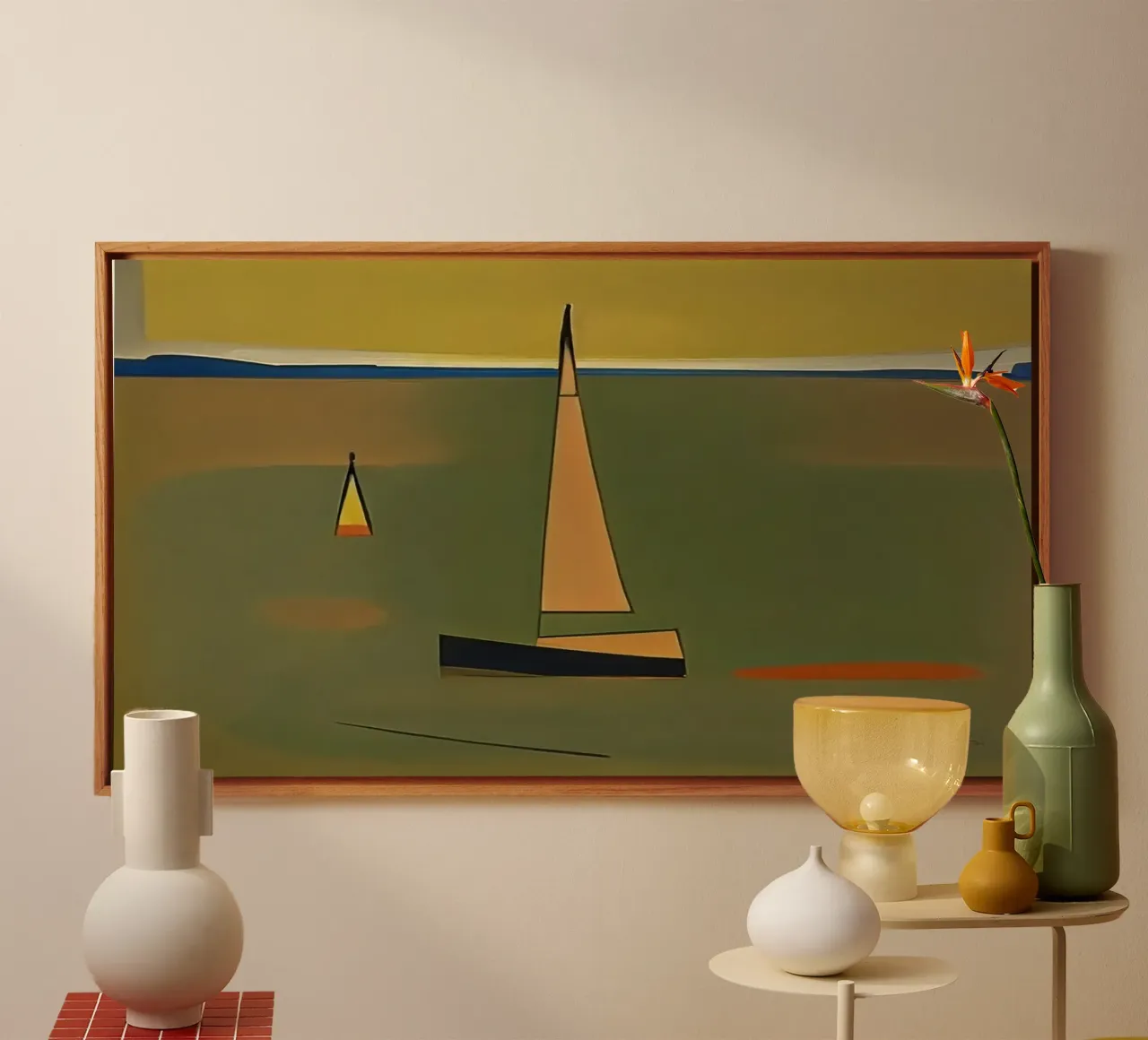 Zeilboot_1 canvas met Baklijst van Abstract Art by LK