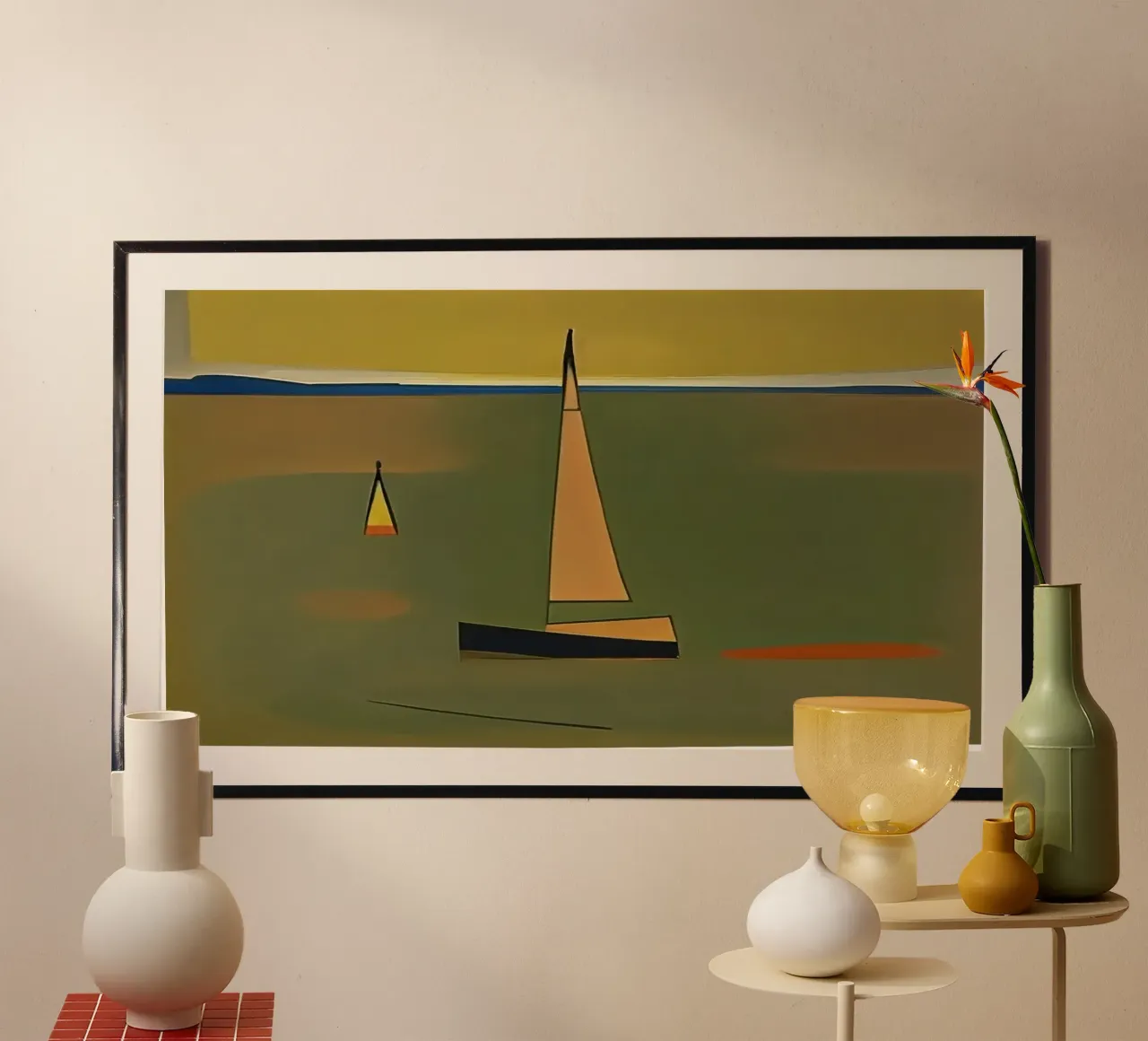 Barca a vela_1 poster con telaio in plastica da Abstract Art by LK
