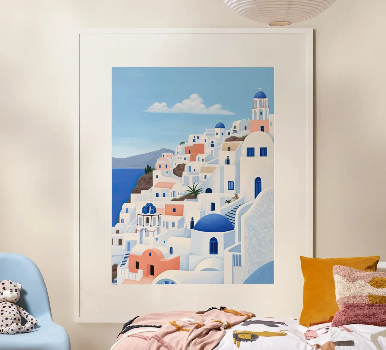 Santorini Grecia, acquerello illustrazione di viaggio carta hahnemühle da Peaches Art Prints