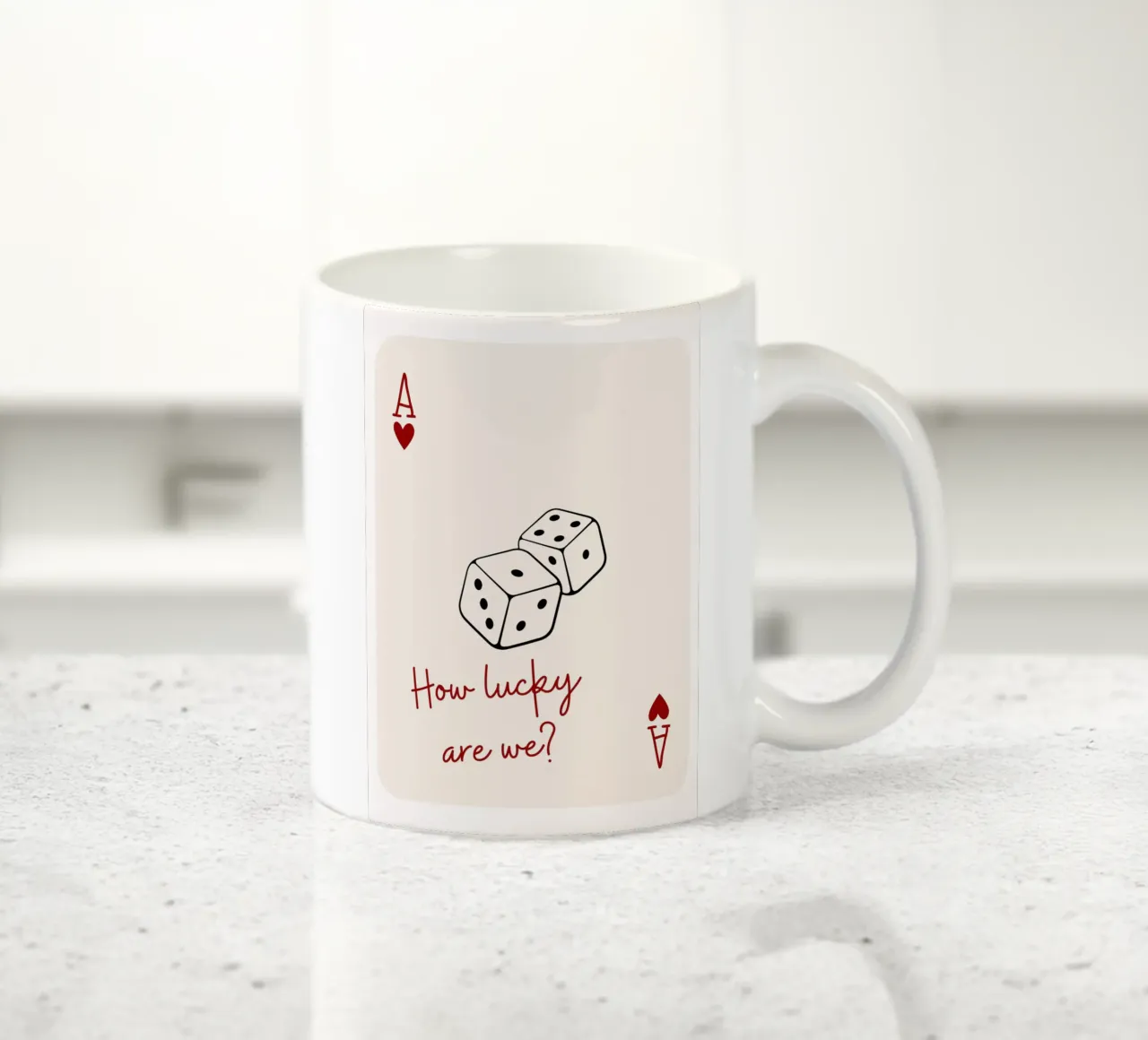 Quelle chance nous avons, citation et typographie , carte d'as mug en céramique de pdigitalprints