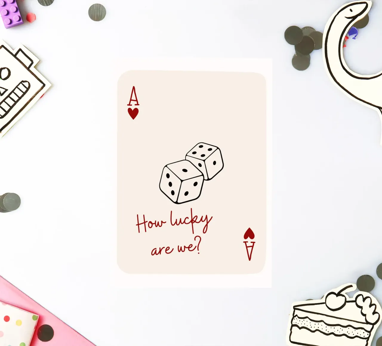 How lucky are we, quote and typography , ace card sticker by pdigitalprints