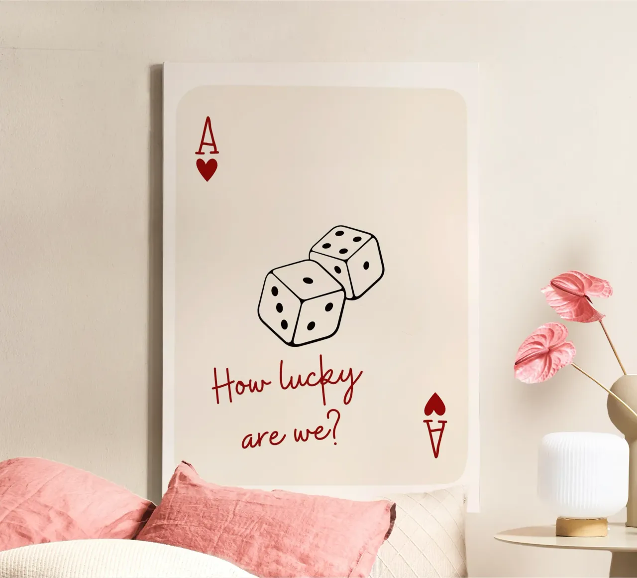 How lucky are we, quote and typography , ace card canvas by pdigitalprints